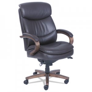 La-Z-Boy Woodbury High-Back Executive Chair, Supports up to 300 lbs., Brown Seat/Brown Back, Weathered Sand Base