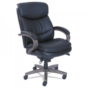 La-Z-Boy Woodbury High-Back Executive Chair, Supports up to 300 lbs., Black Seat/Black Back, Weathered Gray Base