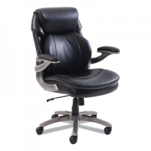 SertaPedic Cosset Mid-Back Executive Chair, Supports up to 275 lbs., Black Seat/Black Back, Slate Base SRJ48966 48966