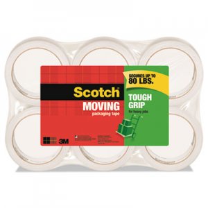 Scotch Tough Grip Moving Packaging Tape, 3" Core, 1.88" x 54.6 yds, Clear, 6/Pack MMM35006ESF 3500-6