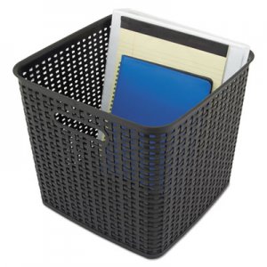 Advantus Plastic Weave Bin, Extra Large, 12.5" x 12.5" x 11.13", Black, 2/Pack AVT40376 40376