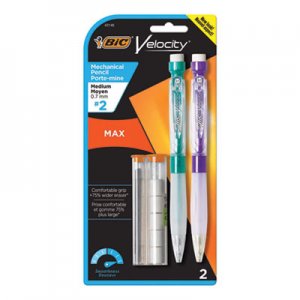 BIC Velocity Max Pencil, 0.7 mm, HB (#2.5), Black Lead, Assorted Barrel Colors, 2/Pack BICMPMX7P21BK MPMX7P21-BK