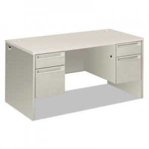 HON 38000 Series Double Pedestal Desk, 60" x 30" x 30", Light Gray/Silver HON38155B9Q H38155.B9.Q