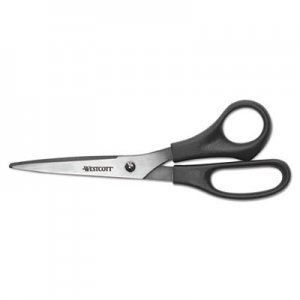 Westcott All Purpose Stainless Steel Scissors, 8" Long, 3.5" Cut Length, Black Straight Handle ACM16907 16907