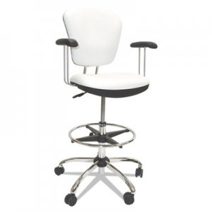 ShopSol Lab and Healthcare Seating, 28" Seat Height, Supports up to 300 lbs., White Seat/White Back, Chrome Base SSX1010296