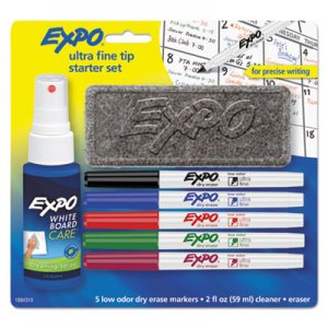 EXPO Low-Odor Dry Erase Marker Starter Set, Extra-Fine Needle Tip, Assorted Colors, 5/Set SAN1884310 1884310