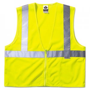 Ergodyne GloWear Class 2 Standard Vest, Lime, Mesh, Zip, Large/X-Large EGO21125 21125