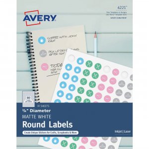 Avery Matte White Print-to-Edge Round Labels 4221 AVE4221