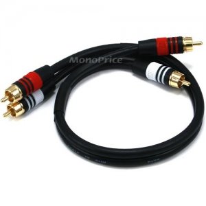 Monoprice 1.5ft Premium 2 RCA Plug/2 RCA Plug M/M 22AWG Cable - Black 5346