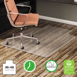 deflecto EconoMat All Day Use Chair Mat for Hard, Lip, 36 x 48, Low Pile, Smooth, Clear DEFCM21112COM CM21112COM