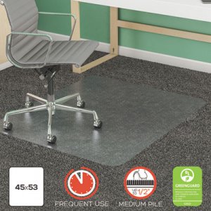 deflecto SuperMat Frequent Use Chair Mat, Med Pile Carpet, Flat, 45 x 53, Rectangular, Clear DEFCM14242 CM14242