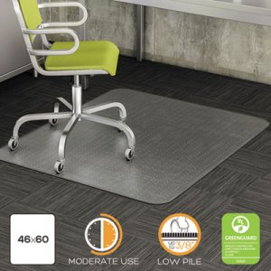 deflecto DuraMat Moderate Use Chair Mat, Low Pile Carpet, Roll, 46 x 60, Rectangle, Clear DEFCM13443FCOM CM13443FCOM