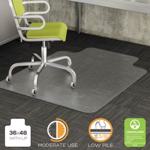 deflecto DuraMat Moderate Use Chair Mat, Low Pile Carpet, Roll, 36 x 48, Lipped, Clear DEFCM13113COM CM13113COM