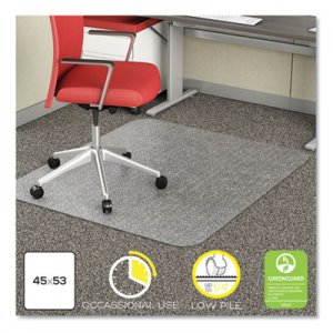 deflecto EconoMat Occasional Use Chair Mat for Low Pile Carpet, 45 x 53, Rectangular, Clear DEFCM11242COM CM11242COM
