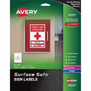 Avery 5"x7" Removable Label Safety Signs 61511