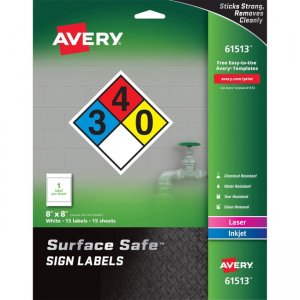 Avery 8"x8" Removable Label Safety Signs 61513