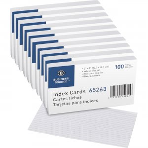 Business Source Ruled White Index Cards 65263BX BSN65263BX