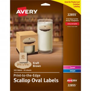 Avery Kraft Brown Scalloped Labels 22855 AVE22855