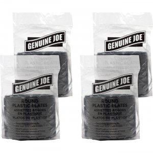 Genuine Joe Round Plastic Black Plates 10427BD GJO10427BD