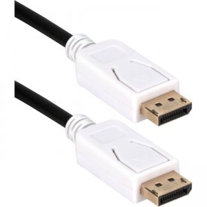 QVS 6ft DisplayPort UltraHD 4K Black Cable with White Connectors & Latches DP-06BWH