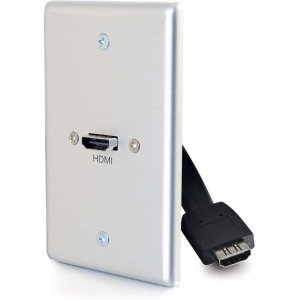 C2G 1-Gang HDMI Pass Through Wall Plate - Brushed Aluminum 39870