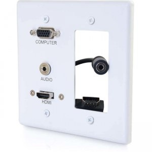 C2G 2-Gang HDMI, VGA and 3.5mm Audio Wall Plate - One Decorative Cutout 39877
