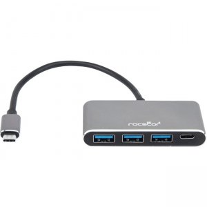 Rocstor Premium 4-Port USB 3.0 Hub - USB-C to 1x USB-C and 3x USB-A - Aluminum Enclosure