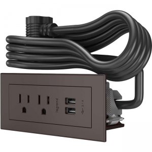 Wiremold Radiant Furniture Power Center (2) Outlet (2) USB, Brown 16365