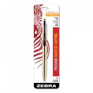 Zebra Blister-Carded Sarasa Grand Retractable Gel Pen, Fine 0.7mm, Black Ink, Gold Barrel ZEB45511 45511