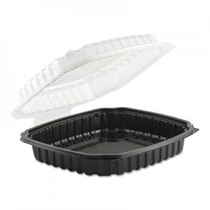 Anchor Packaging Culinary Basics Microwavable Container, 36 oz, 9 x 9 x 2.5, Clear/Black, 100/Carton ANZ4669911 4669911