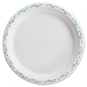 Chinet Molded Fiber Dinnerware, Plate, 10 1/2"Dia, WH, Vines, 125/Pack, 4 Packs/Carton HUH22519 22519
