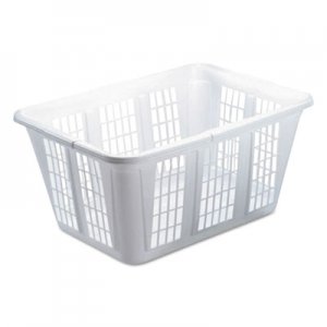 Rubbermaid Laundry Basket, 1.6 bushels, 10.88w x 22.5d x 16.5h, Plastic, White, 8/Carton RCP296585WHICT FG296585WHT