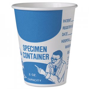 Dart Paper Specimen Cups, 8 oz, Blue/White, 20/Carton SCCSC378 SC378-3008
