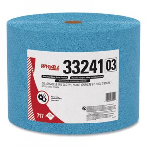 WypAll Oil, Grease and Ink Cloths, Jumbo Roll, 9 3/5 x 13 2/5, Blue, 717/Roll KCC33241 33241