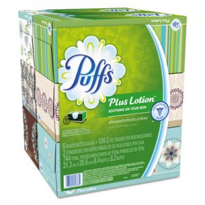 Puffs Plus Lotion Facial Tissue, 2-Ply, White, 124 Sheets/Box, 6 Boxes/Pack, 4 Packs/Carton PGC39383 39383