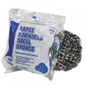 AmerCareRoyal Large Stainless Steel Sponge, Polybagged, 1.75 oz, 12/PK, 6 PK/CT RPPS7756 S775/6