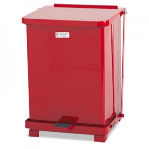 Rubbermaid Commercial Defenders Biohazard Step Can, Square, Steel, 4 gal, Red RCPST7EPLRED FGST7EPLRD