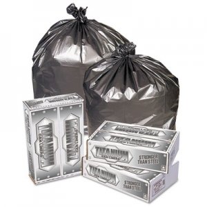 Pitt Plastics Titanium Low-Density Can Liners, 45 gal, 1.7 mil, 39" x 47", Silver, 50/Carton PITTI3947S TI3947S