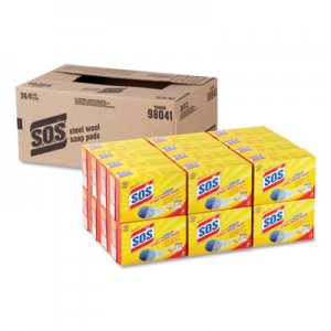 S.O.S Steel Wool Soap Pad, 4/Box, 24 Boxes/Carton CLO98041 98041