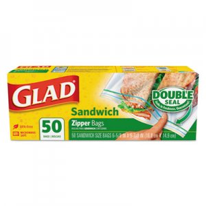 Glad Sandwich Zipper Bags, 6.63" x 8", Clear, 600/Carton CLO57263 57263