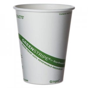 Eco-Products GreenStripe Renewable and Compostable Hot Cups - 12 oz, 50/Pack, 20 Packs/Carton ECOEPBHC12GS EP-BHC12-GS