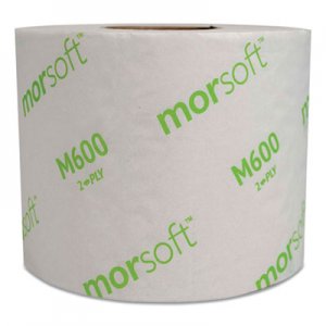 Morcon Tissue Morsoft Controlled Bath Tissue, Septic Safe, 2-Ply, White, 3.9" x 4", 600 Sheets/Roll, 48 Rolls