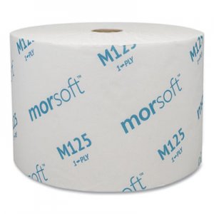 Morcon Tissue Small Core Bath Tissue, Septic Safe, 1-Ply, White, 2500 Sheets/Roll, 24 Rolls/Carton MORM125 M125