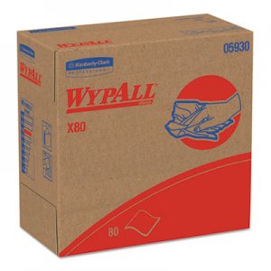 WypAll X80 Cloths with HYDROKNIT, 9.1 x 16.8, Red, Pop-Up Box, 80/Box, 5 Box/Carton KCC05930