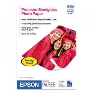 Epson Premium Semigloss Photo Paper, 4 x 6, 40 Sheets EPSS041982 S041982