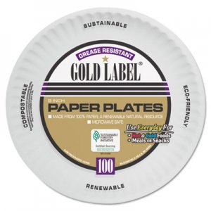 AJM Coated Paper Plates, 9 Inches, White, Round, 100/Pack AJMCP9GOAWH AJM CP9GOAWH