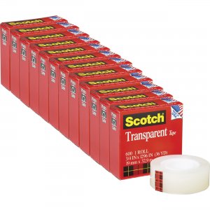 Scotch Glossy Transparent Tape 600341296PK MMM600341296PK