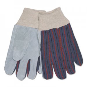 MCR 1040 Leather Palm Glove, Gray/White, Large, Dozen CRW1040 1040