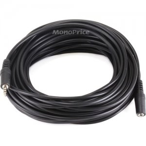 Monoprice 50ft 3.5mm Stereo Plug/Jack M/F Cable - Black 651
