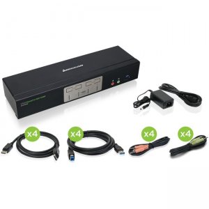 Iogear 4-Port 4K DisplayPort KVMP Switch with Dual Video Out and RS-232 GCS1934M